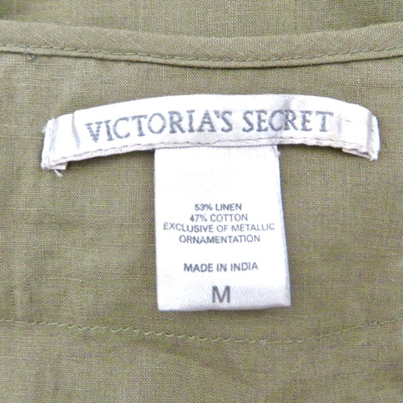 NEW! Victoria's Secret Linen Blend Dress with Belt Metallic Ornament Detail SZ M - Picture 6 of 6
